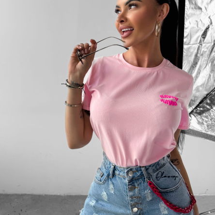 T-shirt damski MYSTICAL 2025 różowy - OLAVOGA