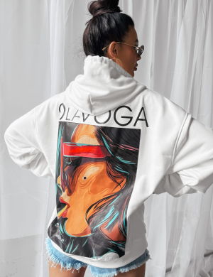 Bluza damska  COLLAGE 2025 ecru  - OLAVOGA