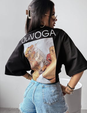 T-shirt damski ONTARIO 2025 CZARNY  - OLAVOGA