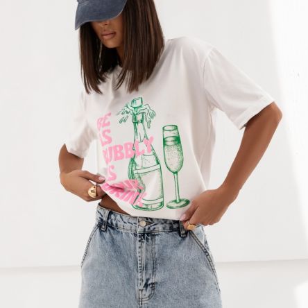 T-SHIRT DAMSKI Haxon Bubbly Biały - COCOMORE