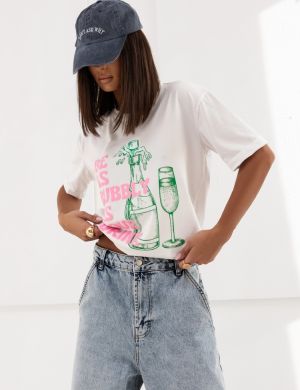 T-SHIRT DAMSKI Haxon Bubbly Biały - COCOMORE