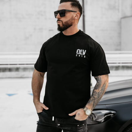 T-shirt męski BAKAR 2025 Czarny -OLAVOGA