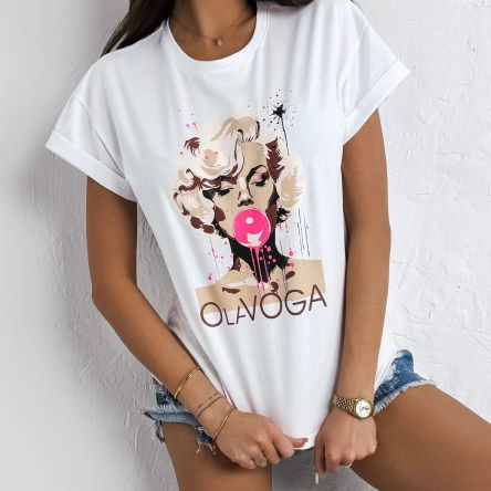 T-shirt damski HENNESSY 2025 ecru -OLAVOGA