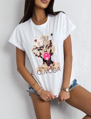 T-shirt damski HENNESSY 2025 ecru -OLAVOGA