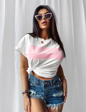 T-shirt damski SNACK 2025 ECRU - OLAVOGA