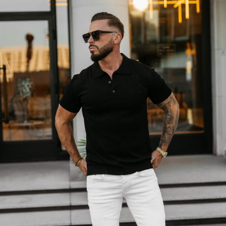 T-SHIRT MĘSKI / SWETER MĘSKI TERON CZARNY - OLAVOGA