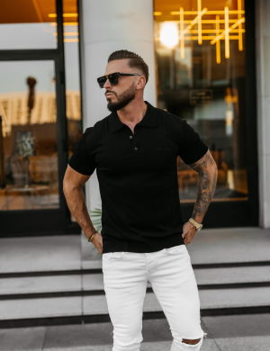 T-SHIRT MĘSKI / SWETER MĘSKI TERON CZARNY - OLAVOGA