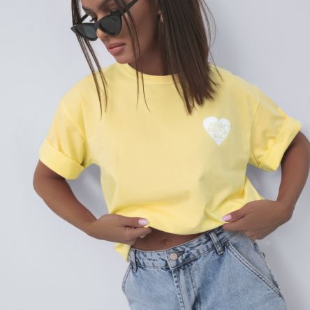 T-shirt Alton Heart żółty - COCOMORE