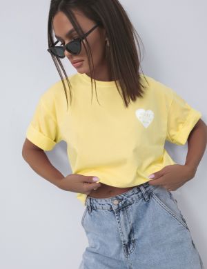 T-shirt Alton Heart żółty - COCOMORE