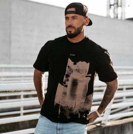T-shirt męski VERNICE 2025 czarny  -OLAVOGA