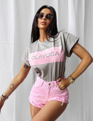T-shirt damski SNACK 2025 GREY- OLAVOGA