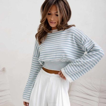 SWETER  BERTRAM STRIPES BŁĘKITNY  - COCOMORE