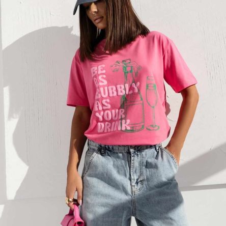 T-SHIRT DAMSKI Haxon Bubbly Róż - COCOMORE