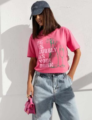T-SHIRT DAMSKI Haxon Bubbly Róż - COCOMORE
