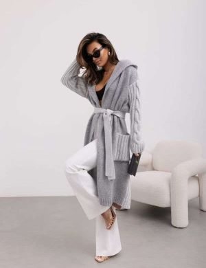 SWETER  SZARY Z KAPTUREM - COCOMORE