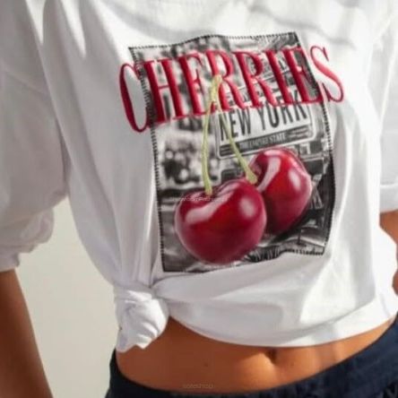BLUZKA BASIC CHERRIES BIAŁA - BAY O LA LA!