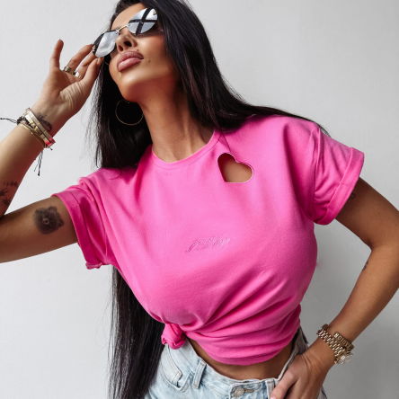T-shirt damski LILAC 2025 RÓŻ  - OLAVOGA