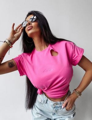 T-shirt damski LILAC 2025 RÓŻ  - OLAVOGA
