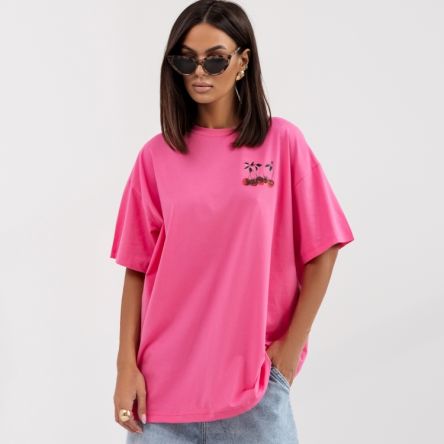 T-SHIRT DAMSKI Cherries Fuksja - COCOMORE