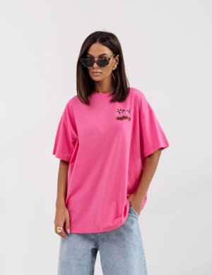 T-SHIRT DAMSKI Cherries Fuksja - COCOMORE